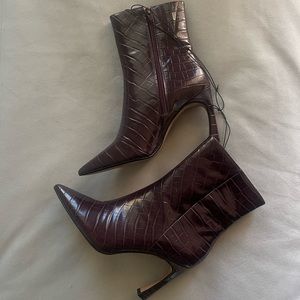 Crocodile burgundy ankle boots